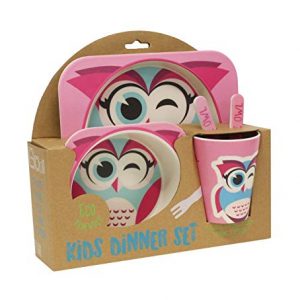 Gourmet Home Products 198025 5-Piece Kids Dinner Set, Owl