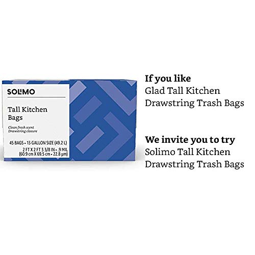 Live - Solimo Tall Kitchen Drawstring Trash Bags, 13 Gallon