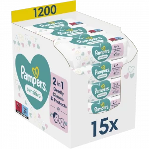 Lingettes pour bébé Pampers Sensitive, à base d’eau, hypoallergéniques et sans parfum